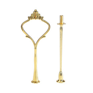 GoolRC Etagere aus Metall in Gold für Kuchen und Obst mit 2 Ebenen und Griff