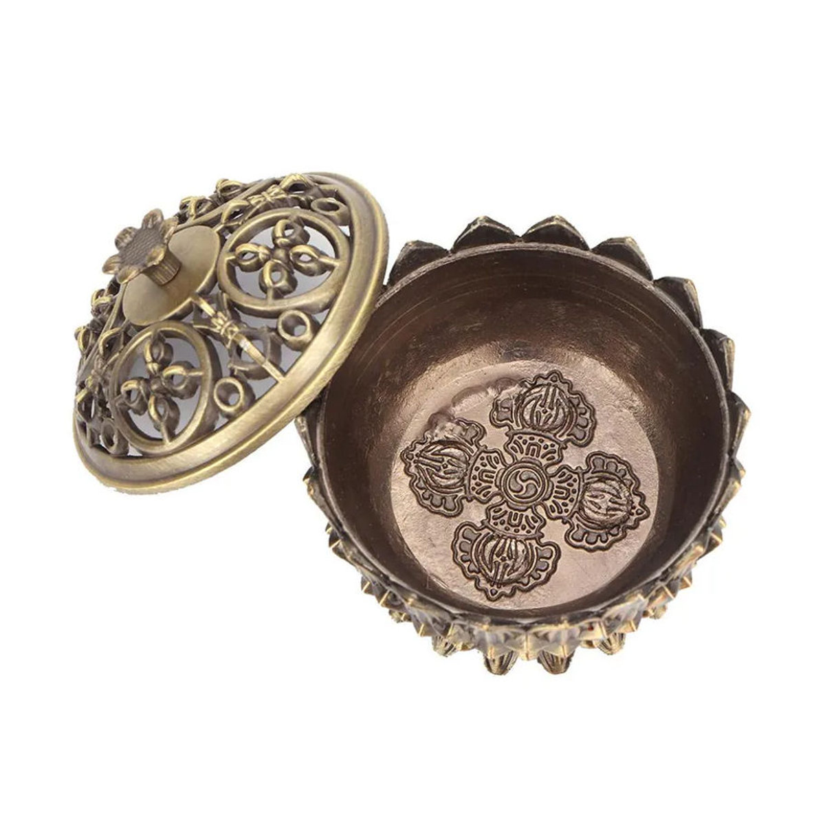 GoolRC Lotus Räuchergefäß aus Zinklegierung in Bronze, floraler Design-Räucherständer für Joss Sticks, B/T/H: 7 x 5 cm - Bild 3