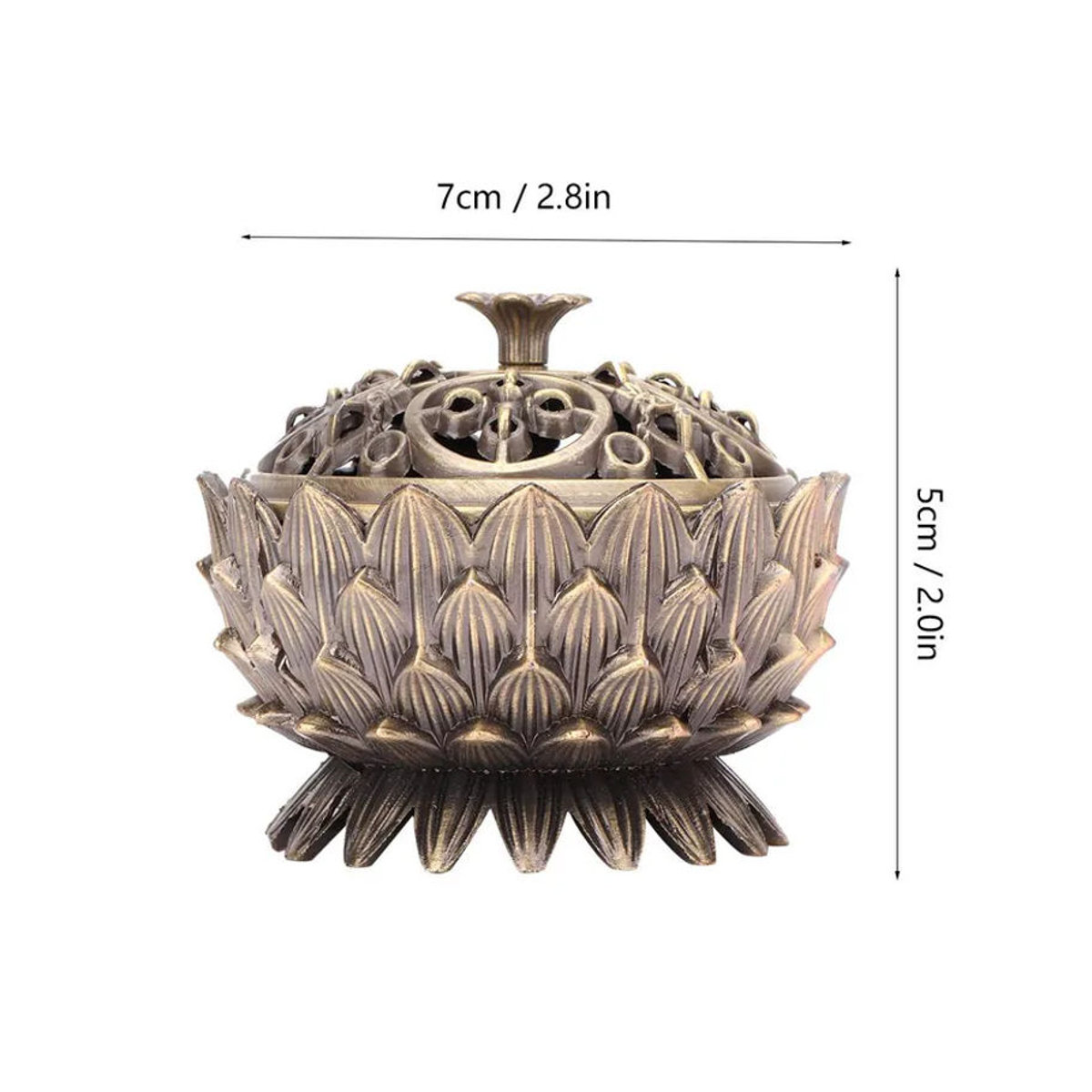 GoolRC Lotus Räuchergefäß aus Zinklegierung in Bronze, floraler Design-Räucherständer für Joss Sticks, B/T/H: 7 x 5 cm - Bild 4
