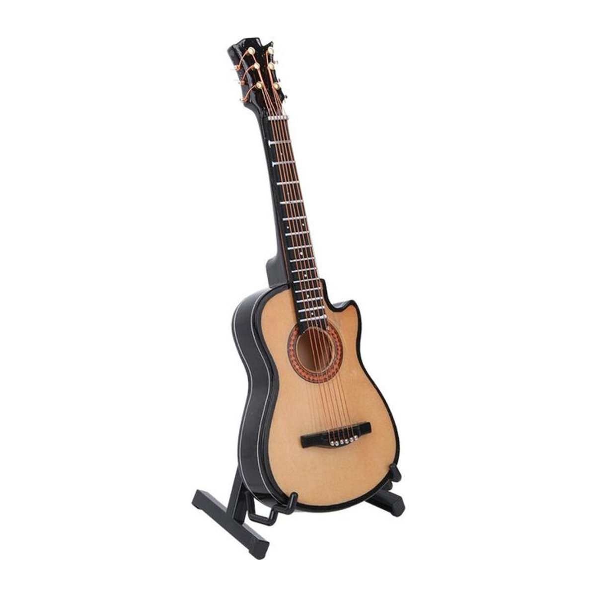 GoolRC Miniatur Akustikgitarre aus Holz in Braun als Schreibtischdekoration, 20 cm - Bild 1