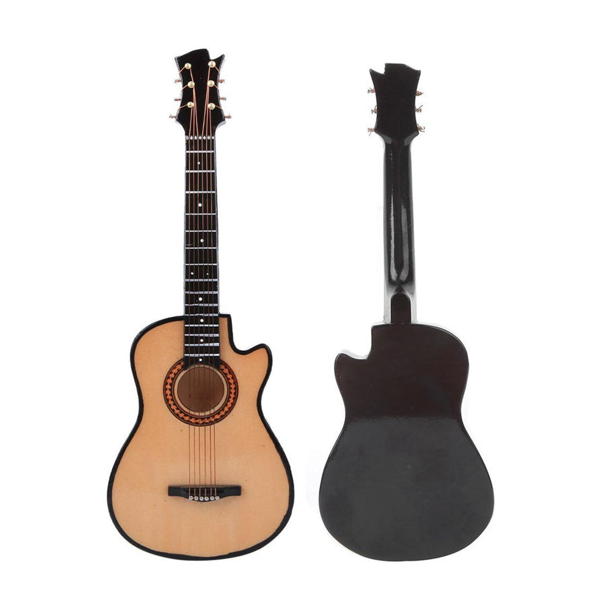 GoolRC Miniatur Akustikgitarre aus Holz in Braun als Schreibtischdekoration, 20 cm - Bild 3