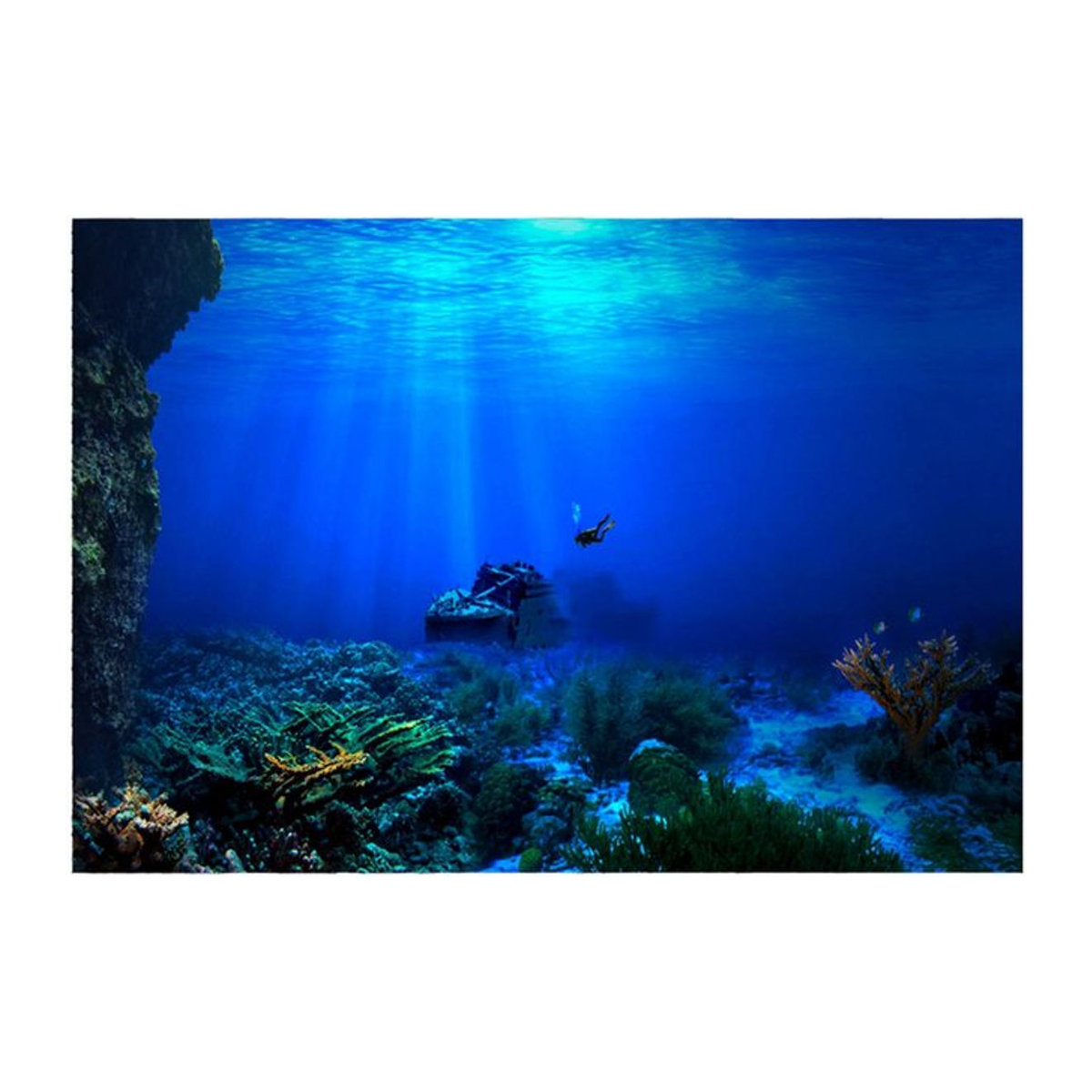 GoolRC Selbstklebendes Seaworld Aquarium Hintergrundposter aus Kunststoff, Blau, B: 91 cm, H: 50 cm - Bild 1