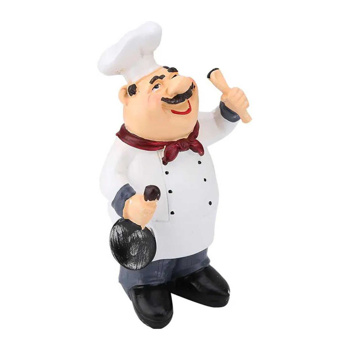 GoolRC Vintage Country Fröhlicher Koch Harzfigur in Weiß zur Dekoration für Heim, Restaurant und Café - Bild 1