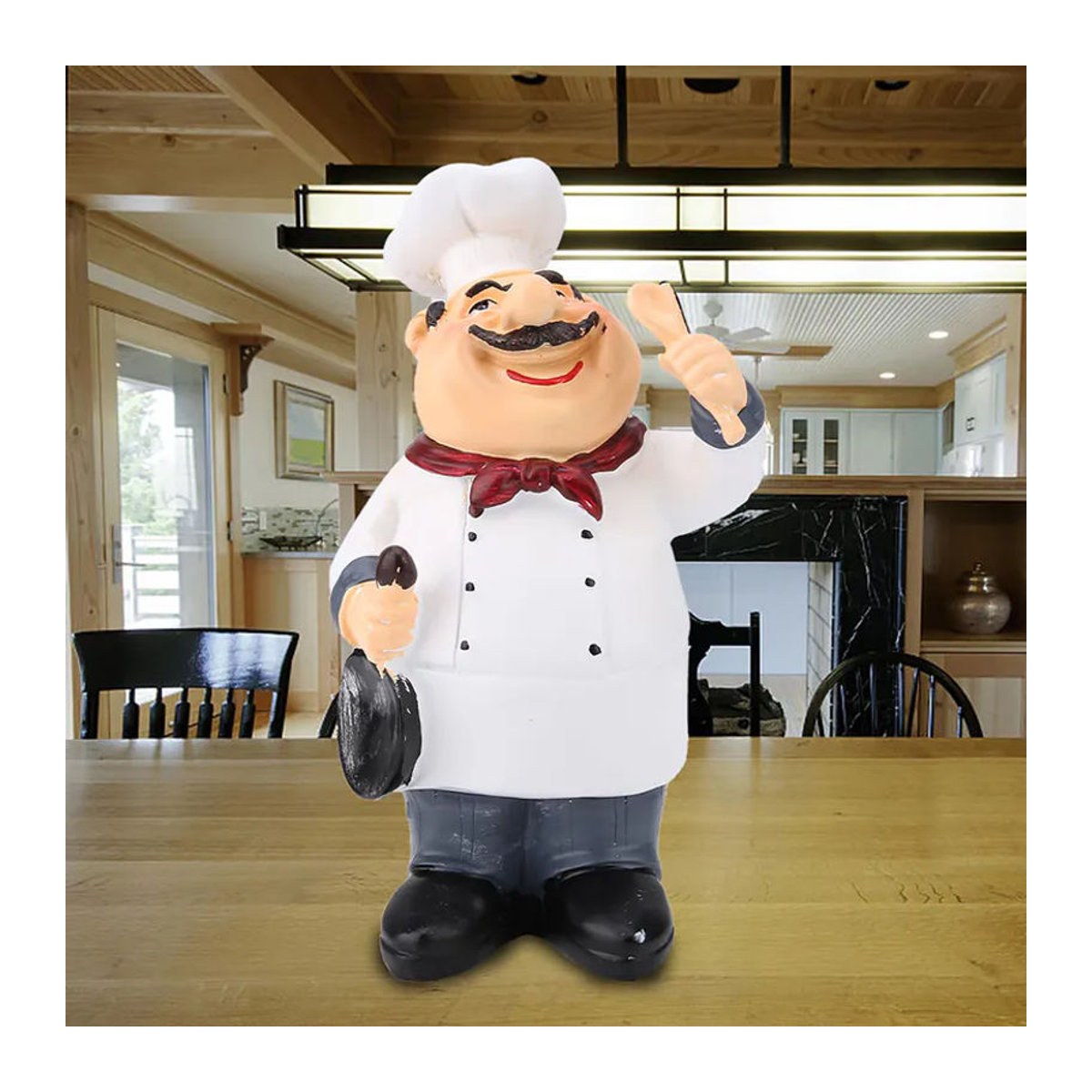 GoolRC Vintage Country Fröhlicher Koch Harzfigur in Weiß zur Dekoration für Heim, Restaurant und Café - Bild 3