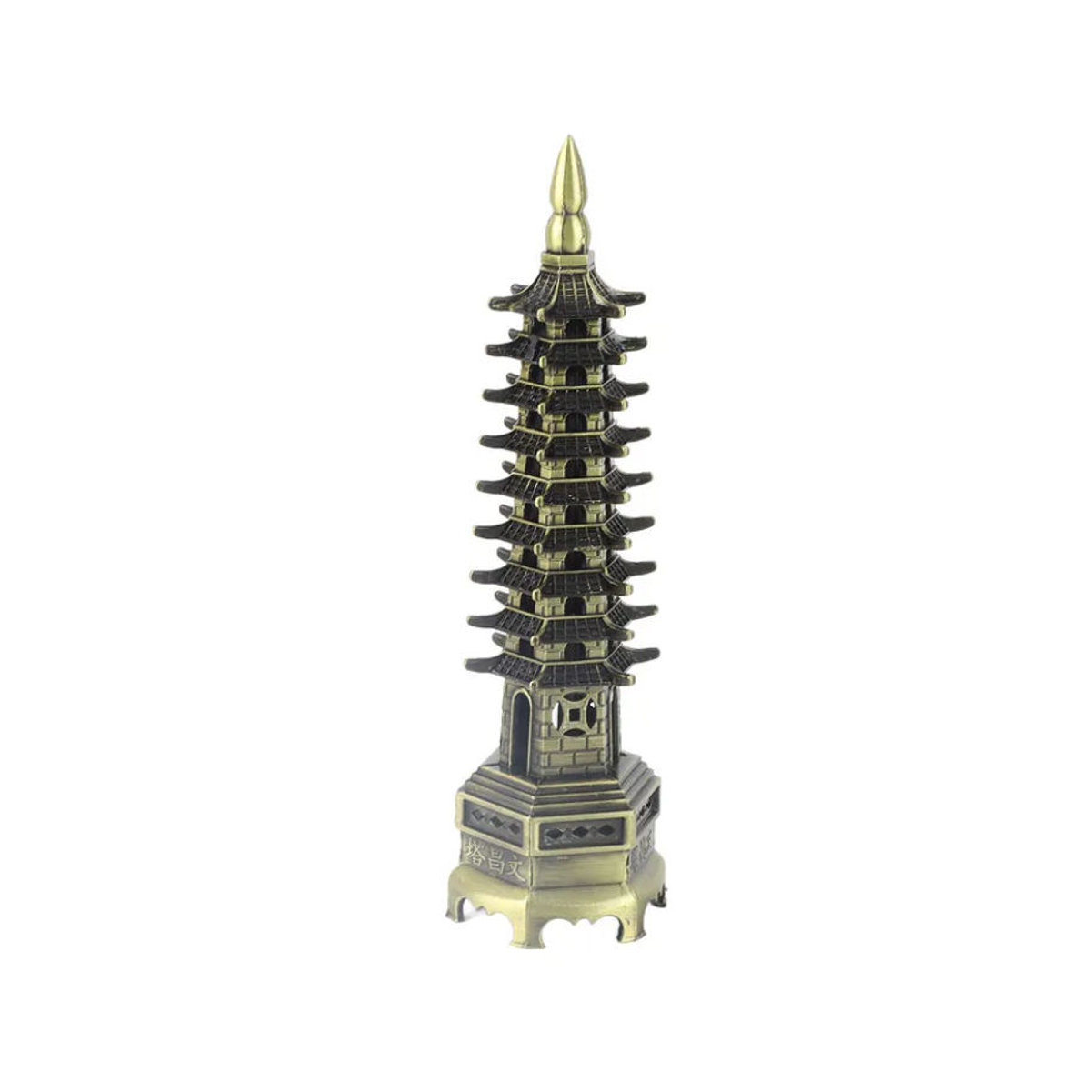 GoolRC WenChang Chinesische Miniaturturm Dekoration in Gold und Bronze aus Metall im Vintage-Stil - Bild 3