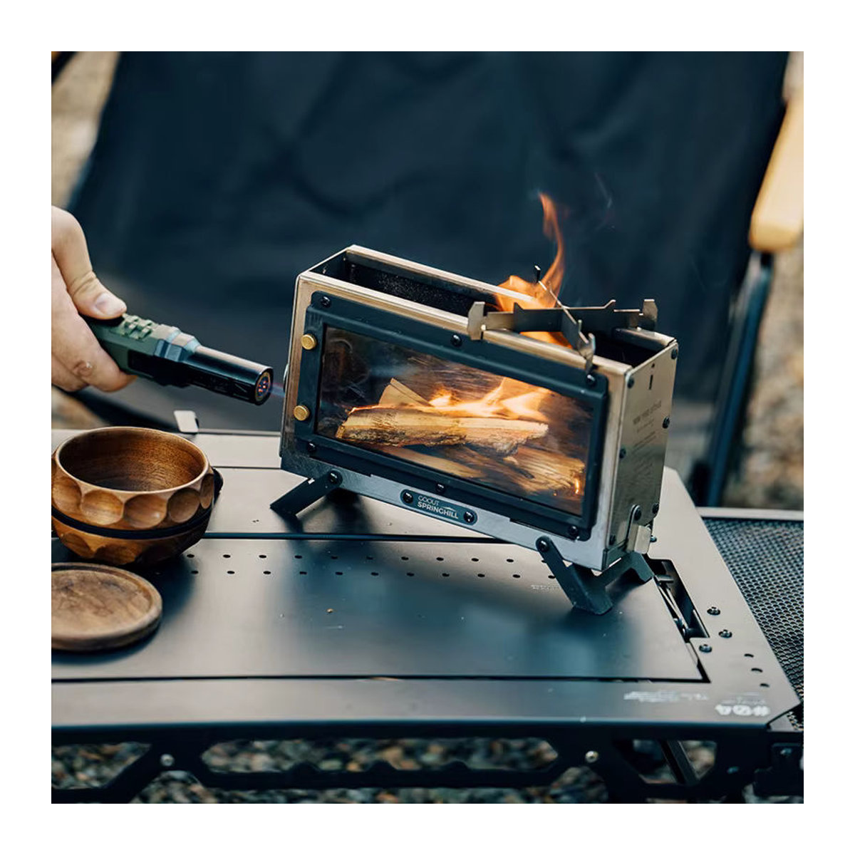 Goout Springhill Tragbarer Holzofen aus Edelstahl in Silber für Camping und Outdoor - Bild 3