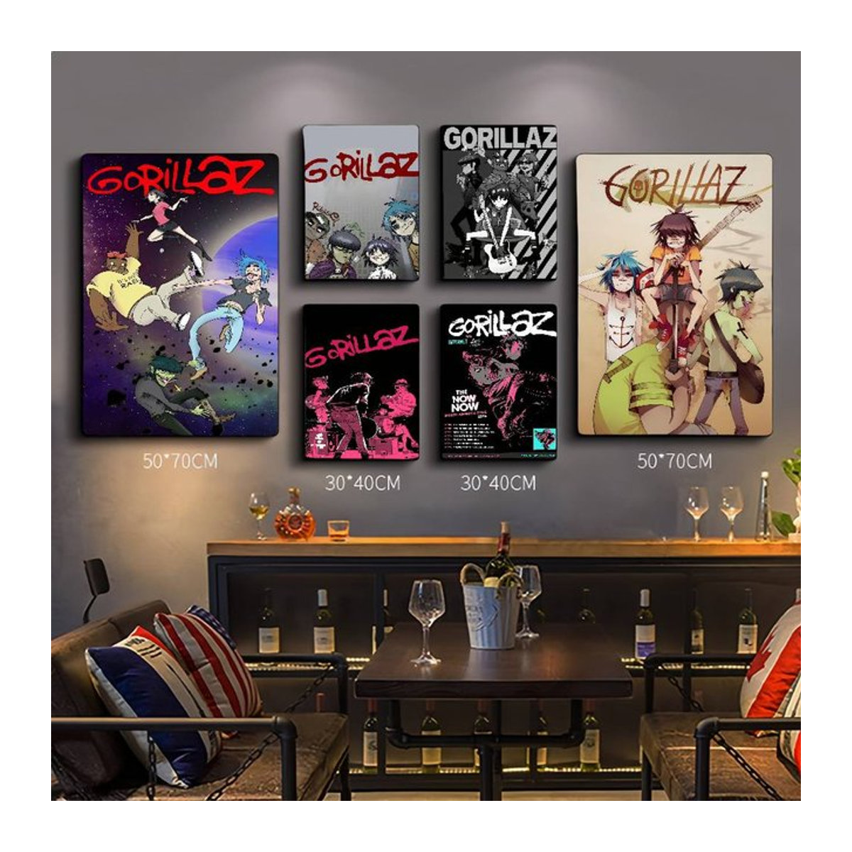 Gorillaz Anime Poster Vintage Wandkunst in Hochformat und Mehrfarbig - Bild 1