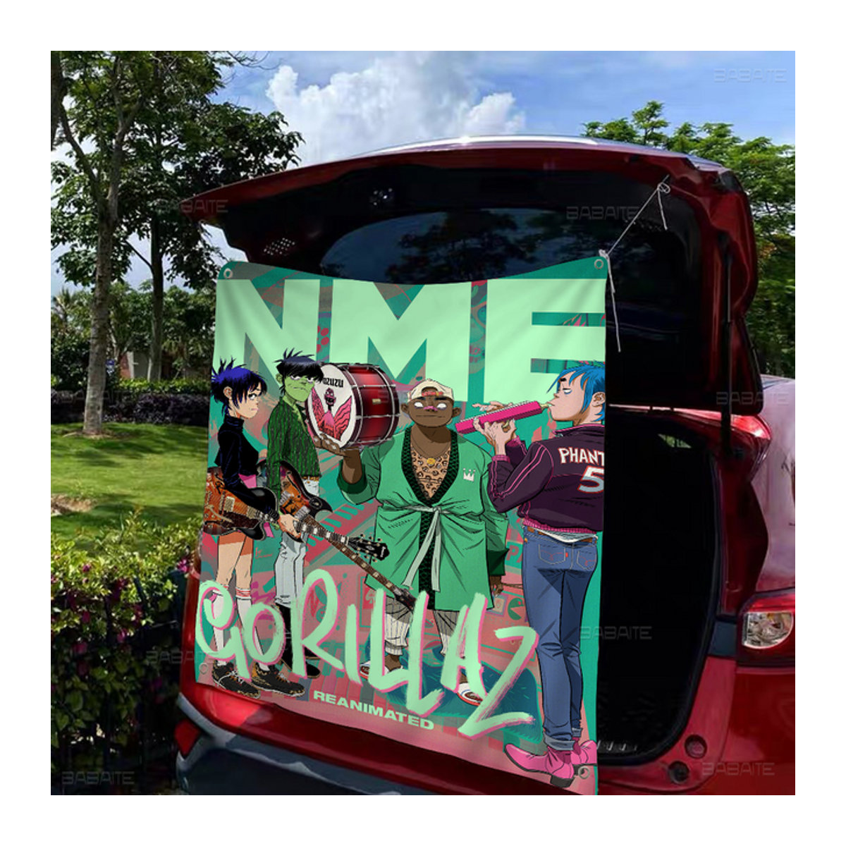 Gorillaz Hip Hop Anime Wandbanner aus Textil in Mehrfarbig für dein Wohnzimmer oder Wohnheim - Bild 1
