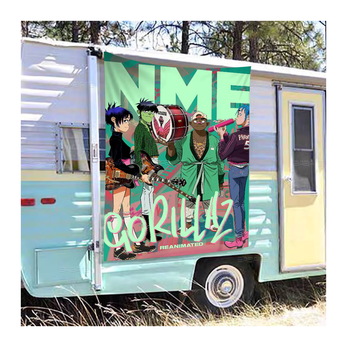 Gorillaz Hip Hop Anime Wandbanner aus Textil in Mehrfarbig für dein Wohnzimmer oder Wohnheim - Bild 2