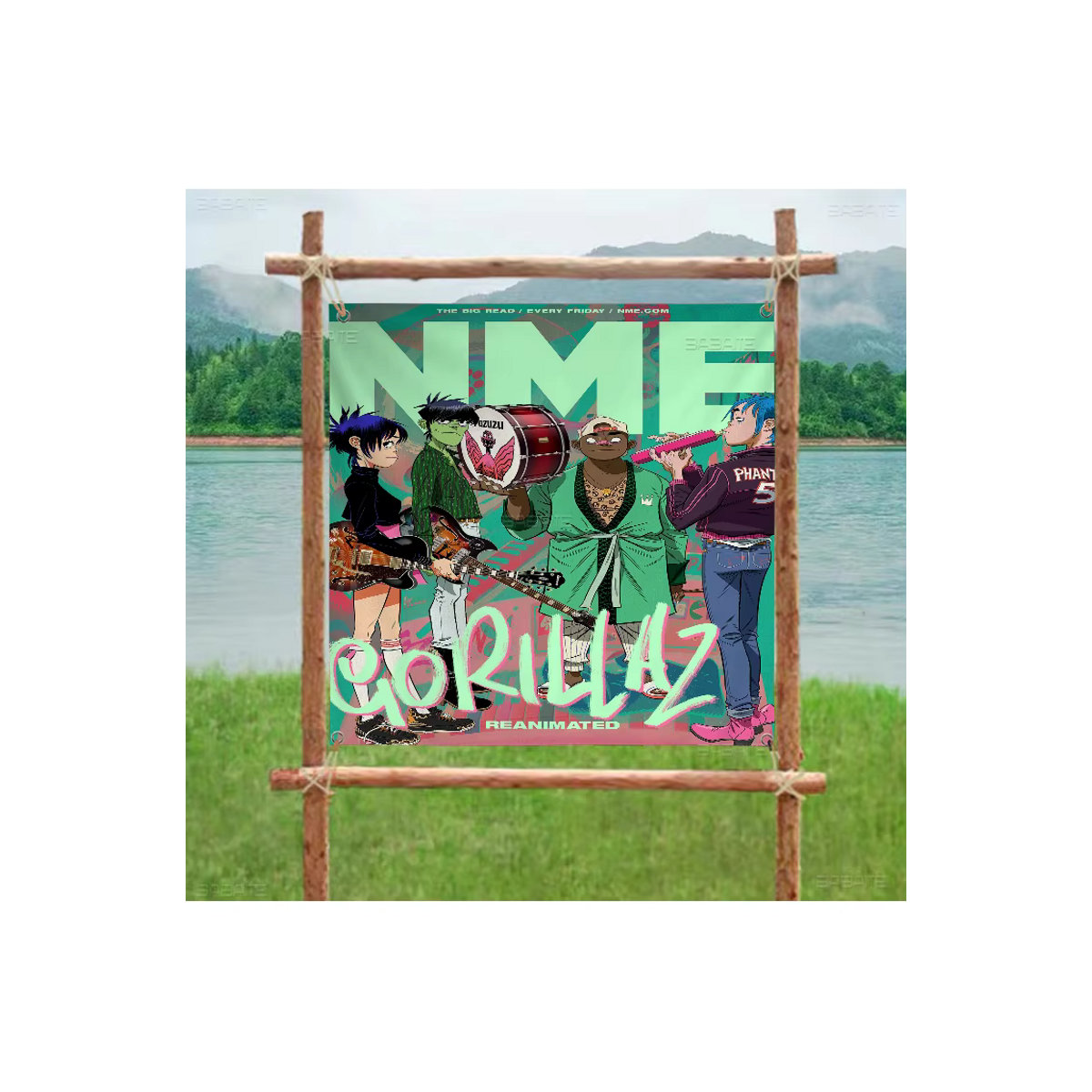 Gorillaz Hip Hop Anime Wandbanner aus Textil in Mehrfarbig für dein Wohnzimmer oder Wohnheim - Bild 3