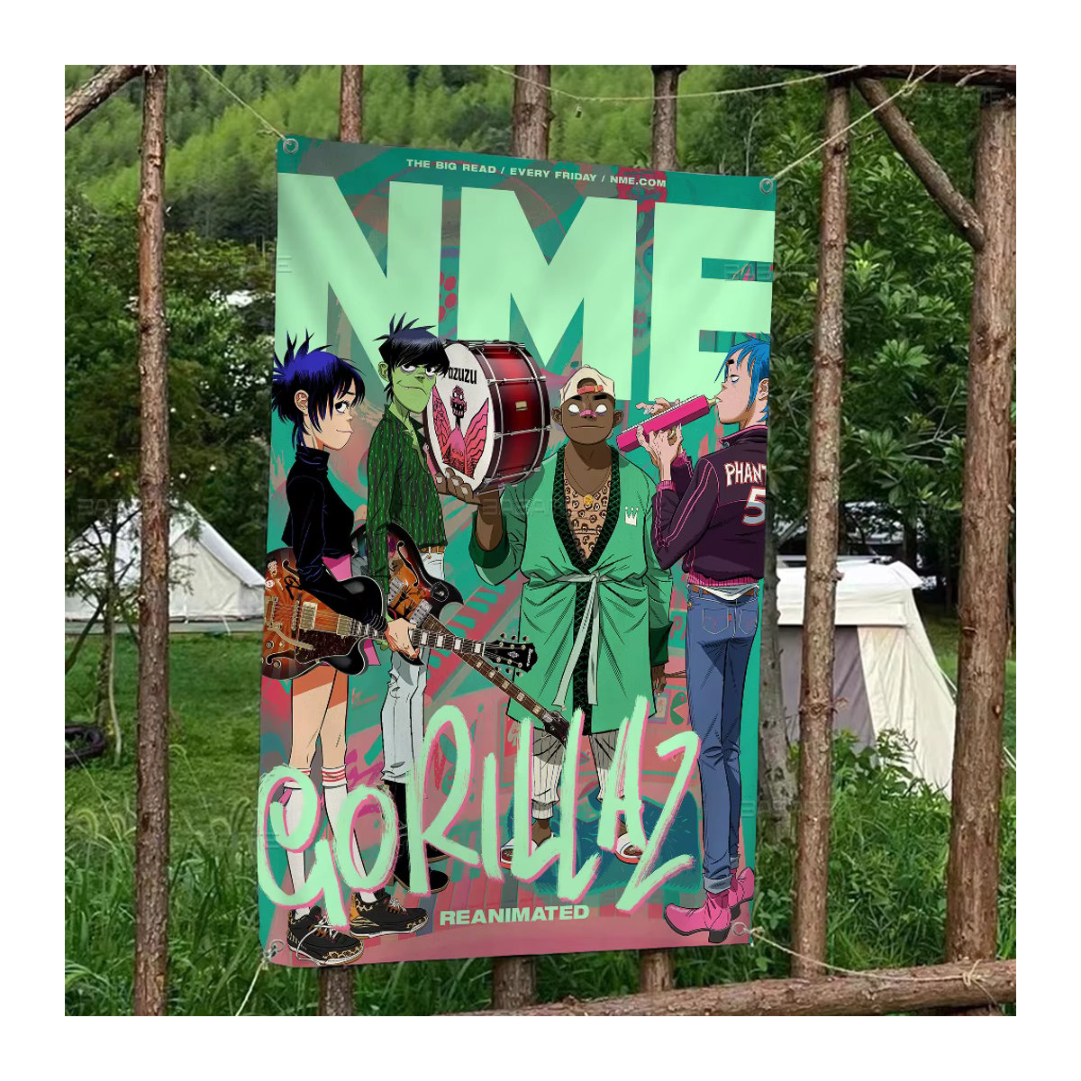 Gorillaz Hip Hop Anime Wandbanner aus Textil in Mehrfarbig für dein Wohnzimmer oder Wohnheim - Bild 4