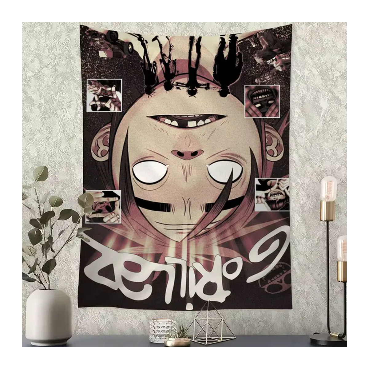 Gorillaz Wandteppich im Bohemian-Stil, Mehrfarbiger Textil-Wandteppich für deine Wanddekoration, B/H: 70 x 70 cm - Bild 5