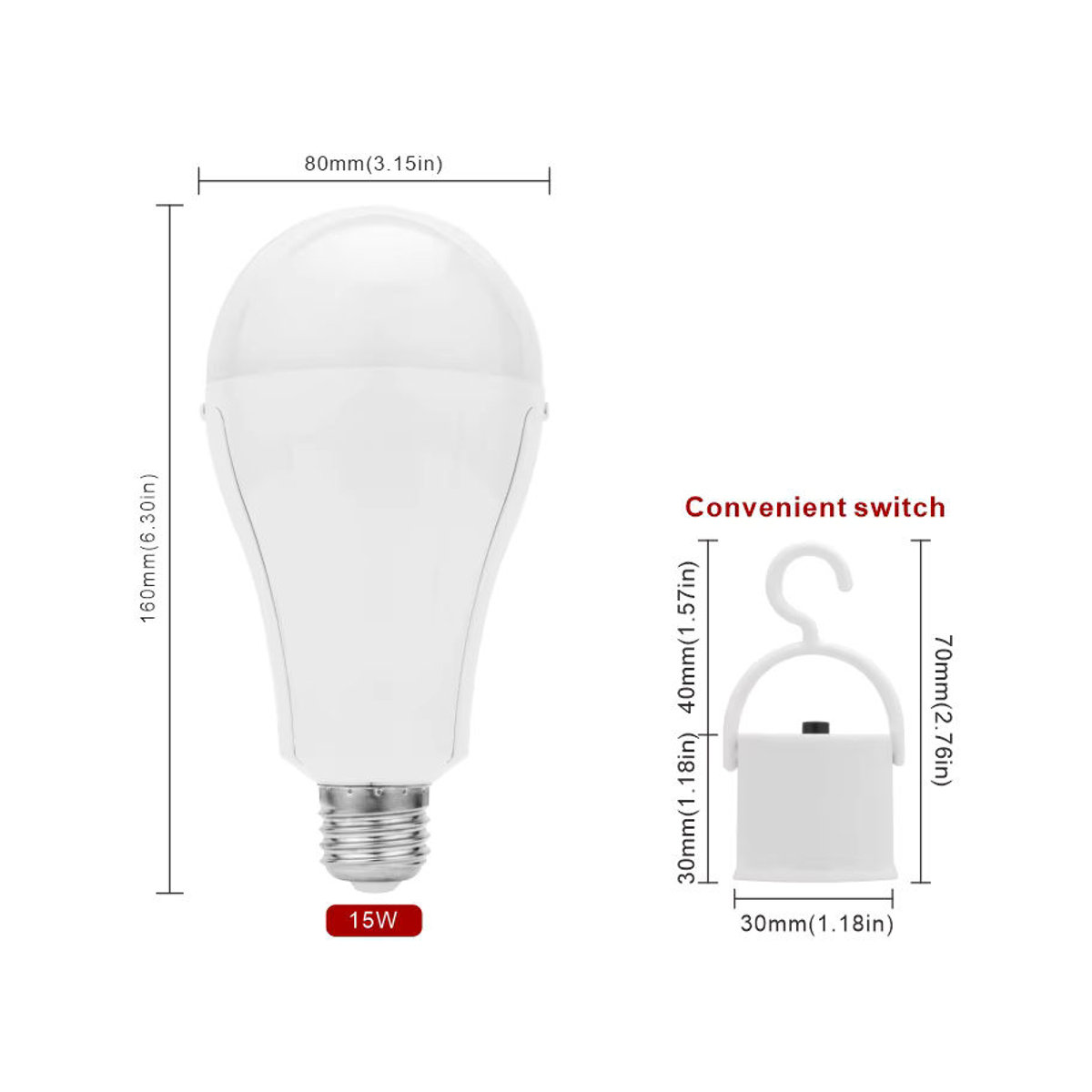 GOT LIANG 15 W LED-Notfall-Glühbirne E27 mit 1600 mAh Akku in Kaltweiß für Stromausfall, Camping und Garten - Bild 3