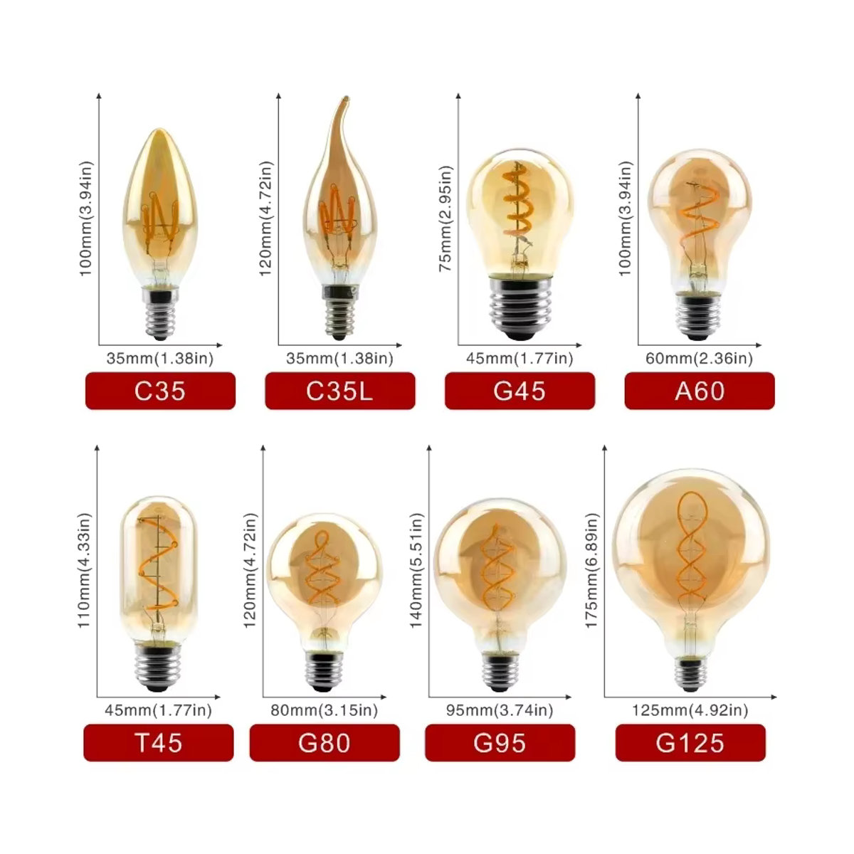 GOT LIANG Retro LED Spiral Filament Glühbirne Warmweiß 4W Glas - Bild 2