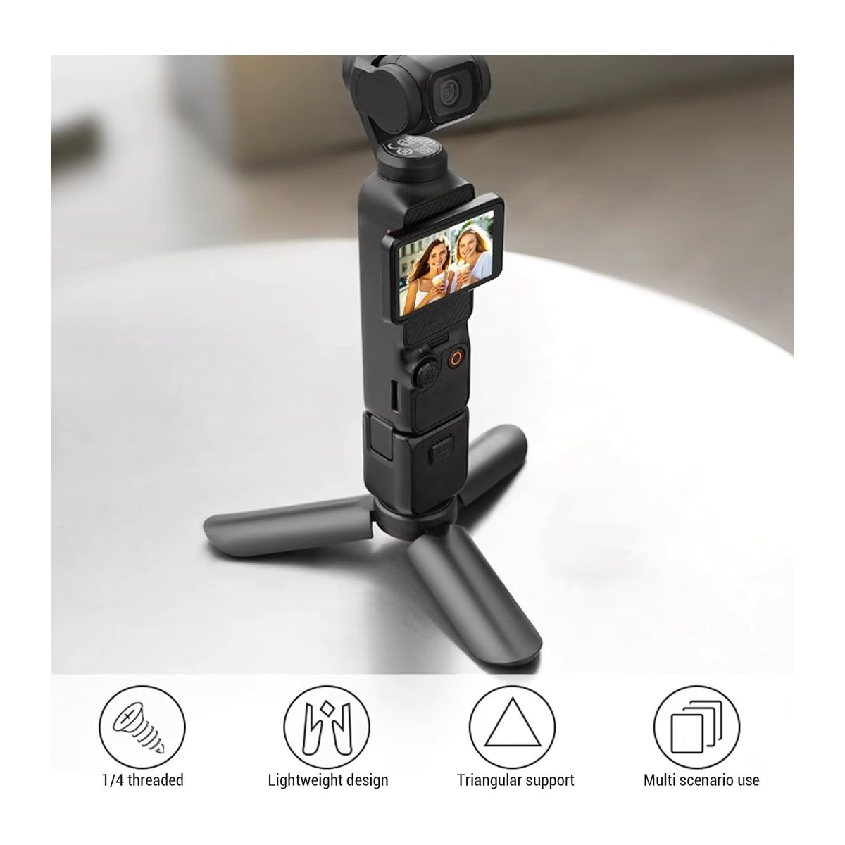 GOT-TOG Desktop-Stativ für DJI Pocket 2 3, GoPro Action 2 4 und Osmo Mobile 6 5 4 3 2 Stabilisator Gimbal in Schwarz - Bild 2