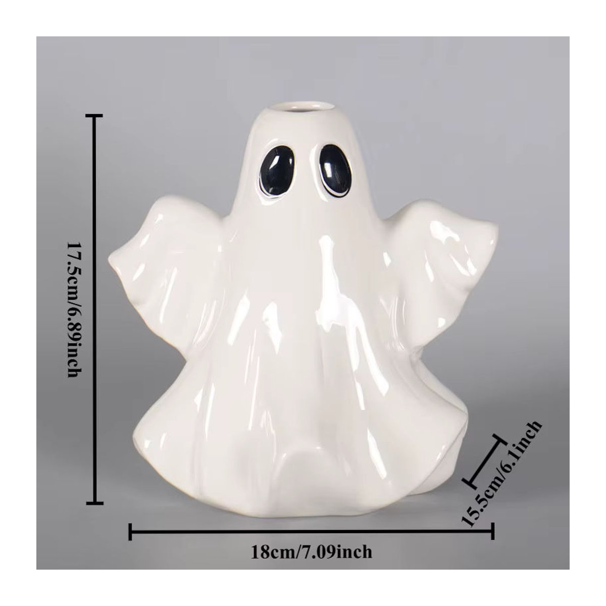 Gothic Keramik Vase Halloween Geist in Weiß für Schnittblumen und Hydrokultur - Bild 6