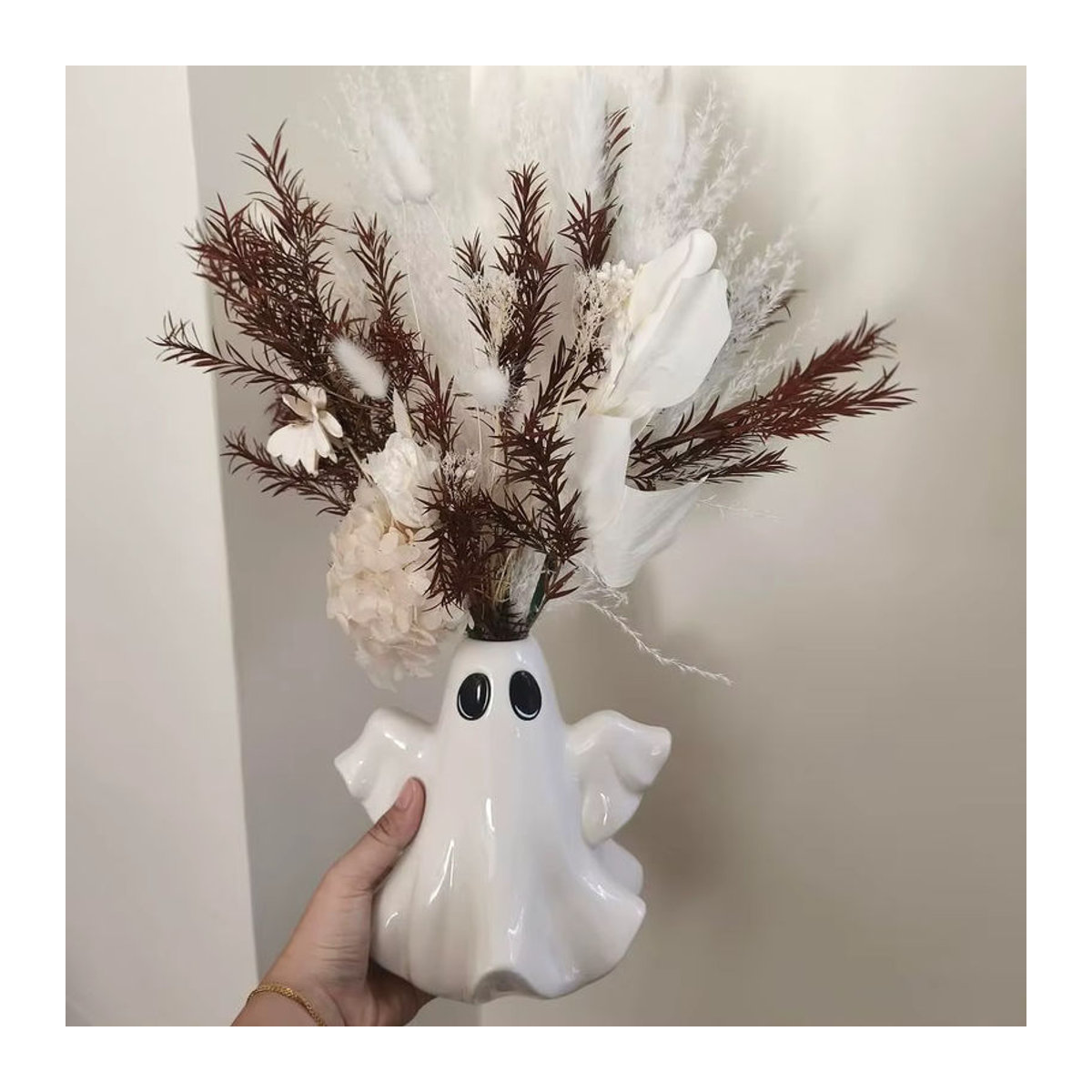 Gothic Keramik Vase Halloween Geist in Weiß für Schnittblumen und Hydrokultur - Bild 7