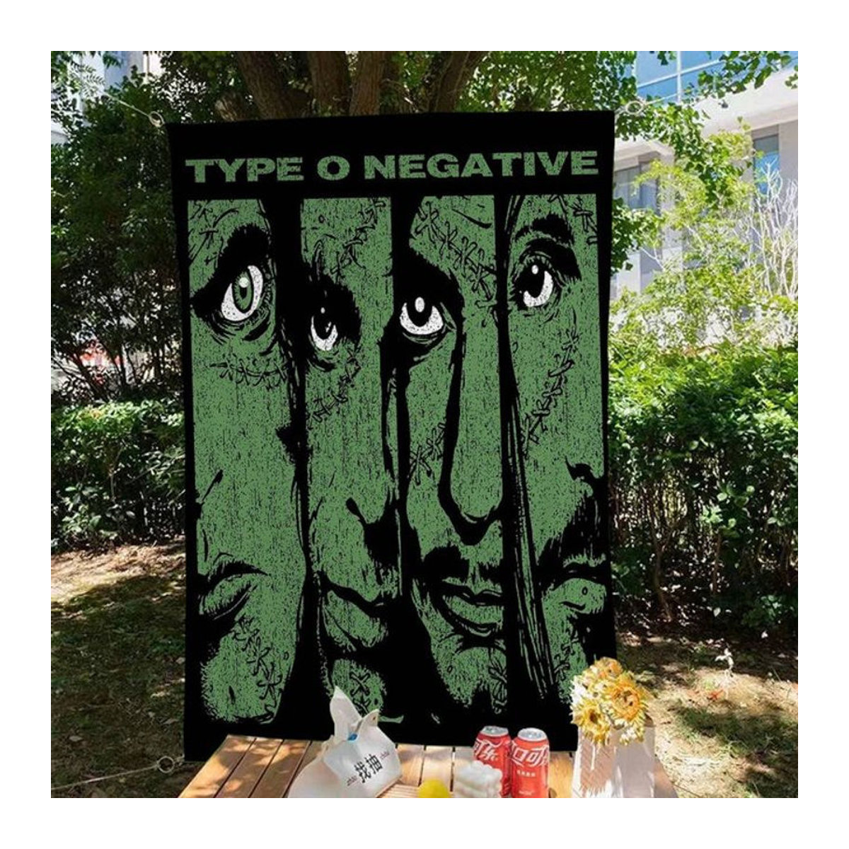 Gothic Metal Band T-Typ O N-Negative Anime Wandbanner aus Textil in Grün, H x B: 70 x 50 cm - Bild 1
