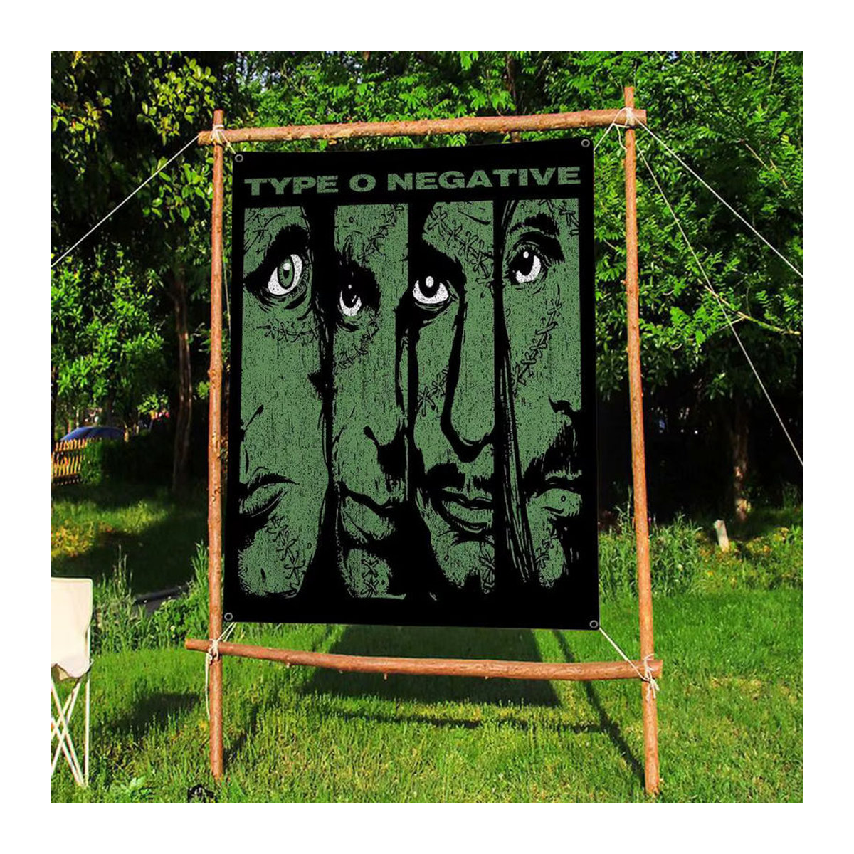 Gothic Metal Band T-Typ O N-Negative Anime Wandbanner aus Textil in Grün, H x B: 70 x 50 cm - Bild 2