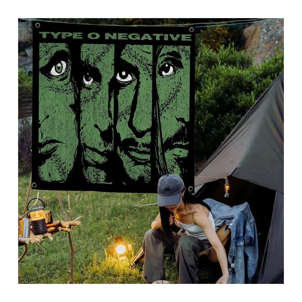 Gothic Metal Band T-Typ O N-Negative Anime Wandbanner aus Textil in Grün, H x B: 70 x 50 cm - Bild 4