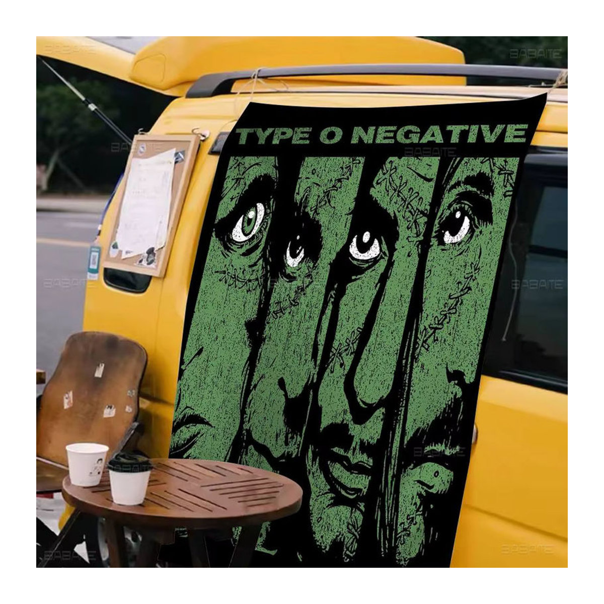 Gothic Metal Band T-Typ O N-Negative Anime Wandbanner aus Textil in Grün, H x B: 70 x 50 cm - Bild 6