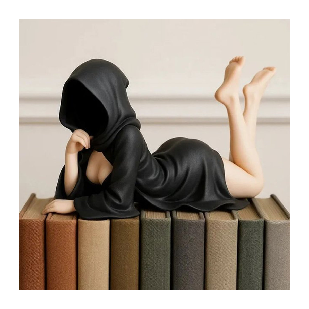 Gothic Statue APWIKOGER in Schwarz mit eleganter Robe als dekorative Figur für dein Bücherregal oder deinen Garten - Bild 1