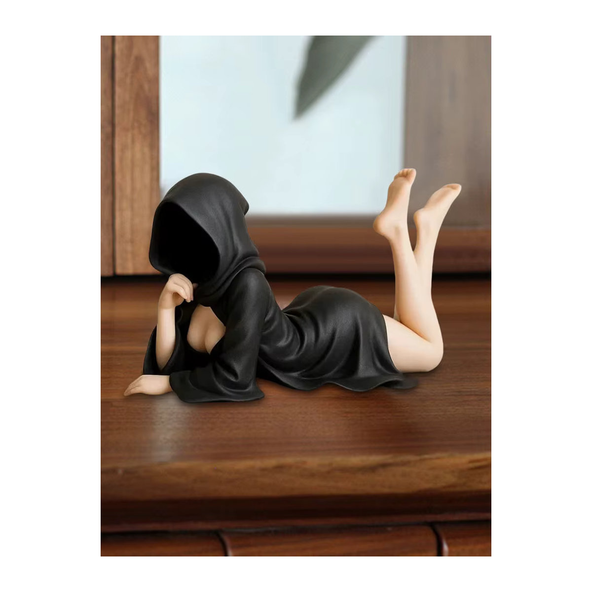 Gothic Statue APWIKOGER in Schwarz mit eleganter Robe als dekorative Figur für dein Bücherregal oder deinen Garten - Bild 4