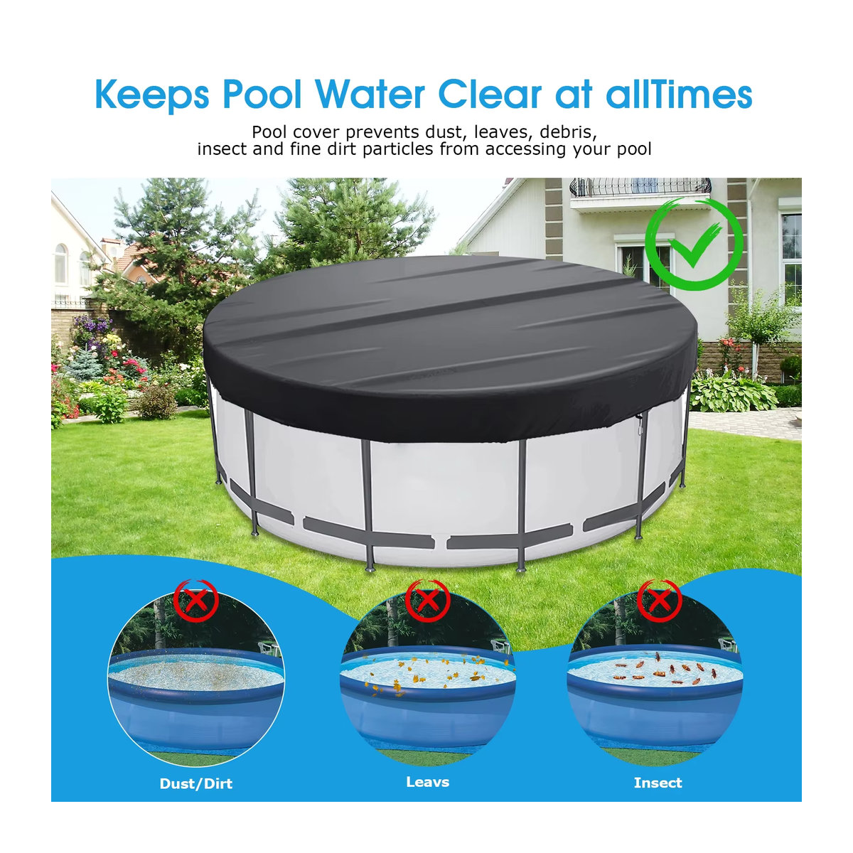 Goture runde Poolabdeckung solarbetrieben und reißfest für oberirdische Pools - Bild 4