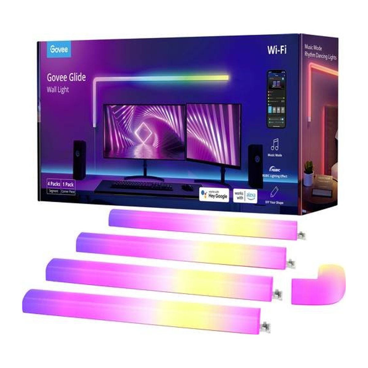 Govee Glide Wall Light (4+1) LED-Wandleuchte in Weiß und Bunt mit 36W - Bild 1