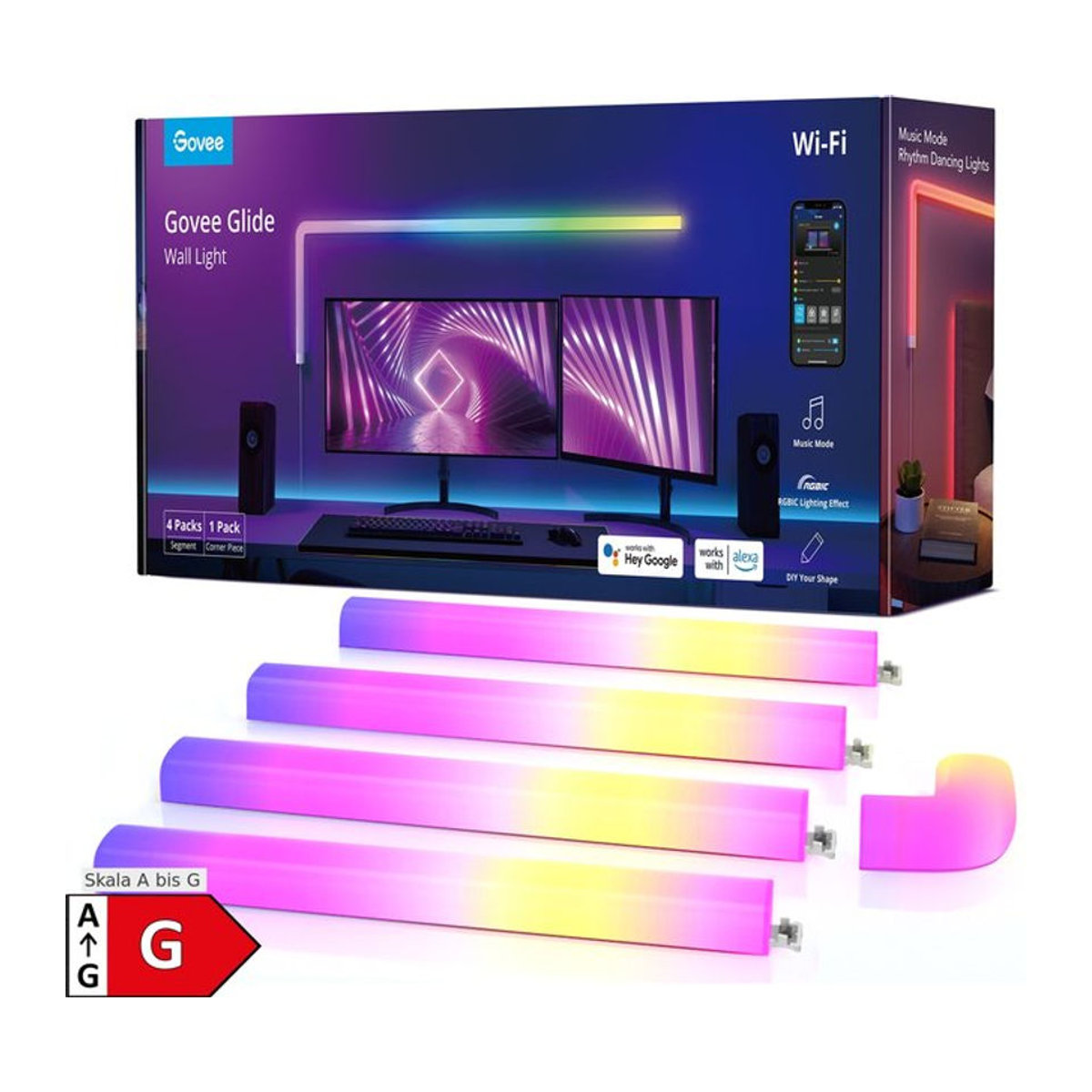 Govee Glide Wall Light (4+1) LED-Wandleuchte in Weiß und Bunt mit 36W - Bild 2