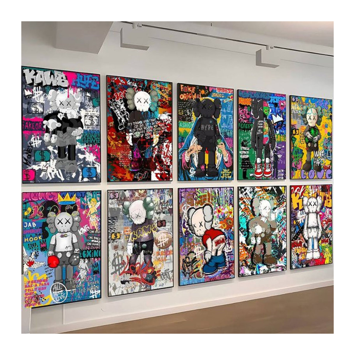 Graffiti Violent Teddybär Posterdruck in verschiedenen Formaten als abstrakte Wandkunst für dein Zimmer oder Büro, mehrfarbig - Bild 1