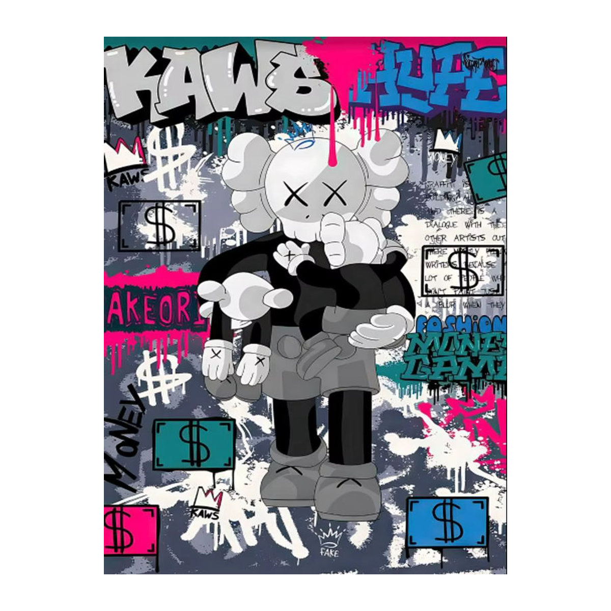 Graffiti Violent Teddybär Posterdruck in verschiedenen Formaten als abstrakte Wandkunst für dein Zimmer oder Büro, mehrfarbig - Bild 7