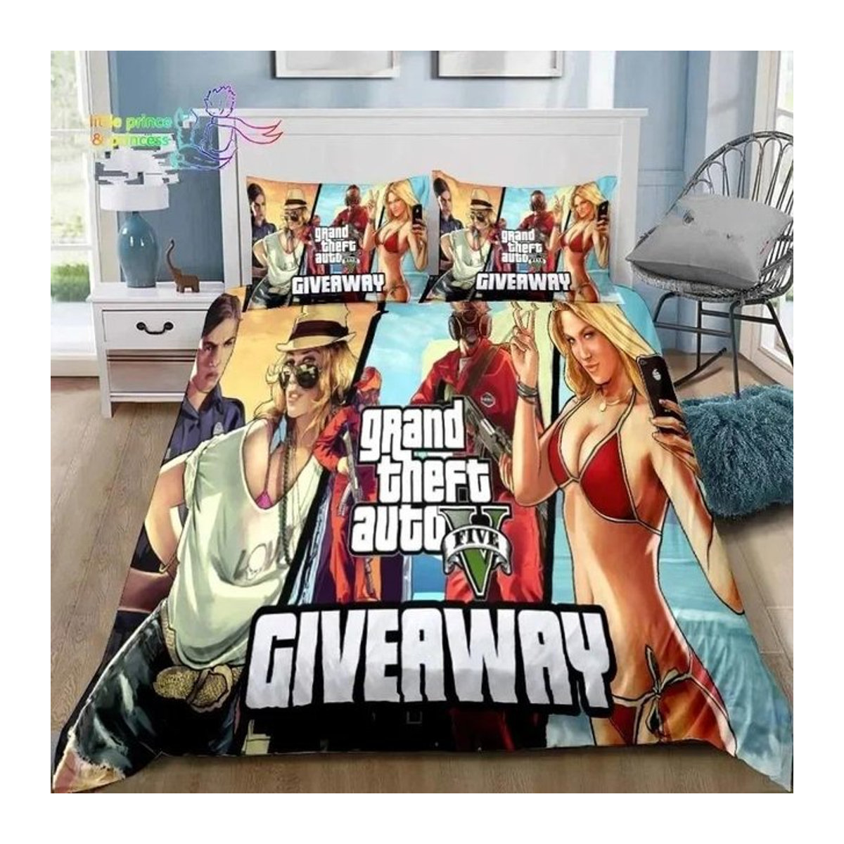Grand Theft Auto GTA Gamer Bettwäsche Set mit 3D-Druck, mehrfarbig, B/H: 210 x 210 cm - Bild 1
