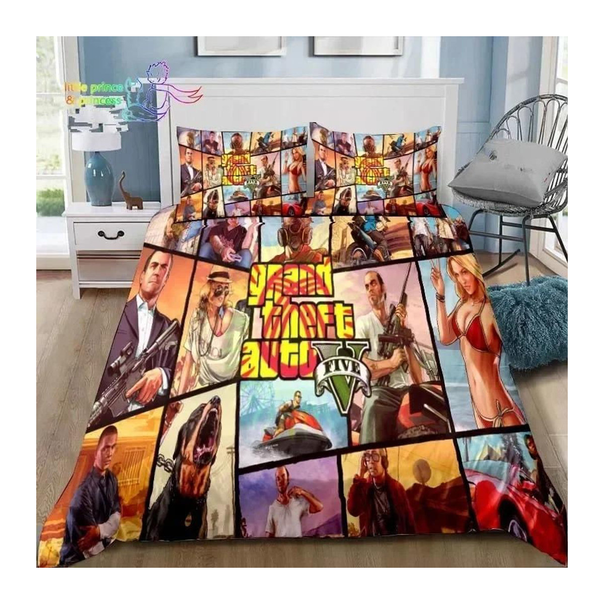 Grand Theft Auto GTA Gamer Bettwäsche Set mit 3D-Druck, mehrfarbig, B/H: 210 x 210 cm - Bild 2
