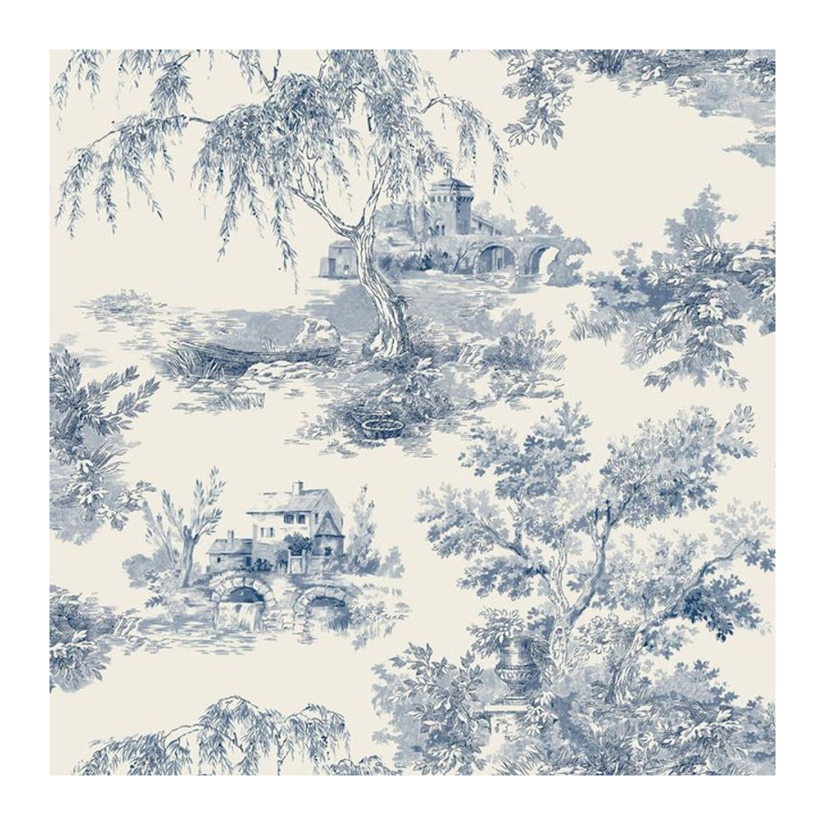 Grandeco Leinwandtapete Floral Blau Vintage B: 53 cm, L: 10 m - Bild 1