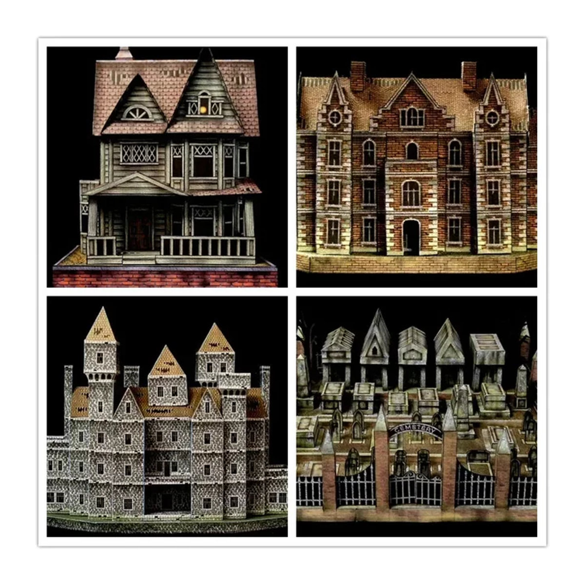 GRAPMAN Halloween Horror Haunted Haus 3D Papier Modell DIY Bastelset als mehrfarbiges Gebäude-Ornament - Bild 1