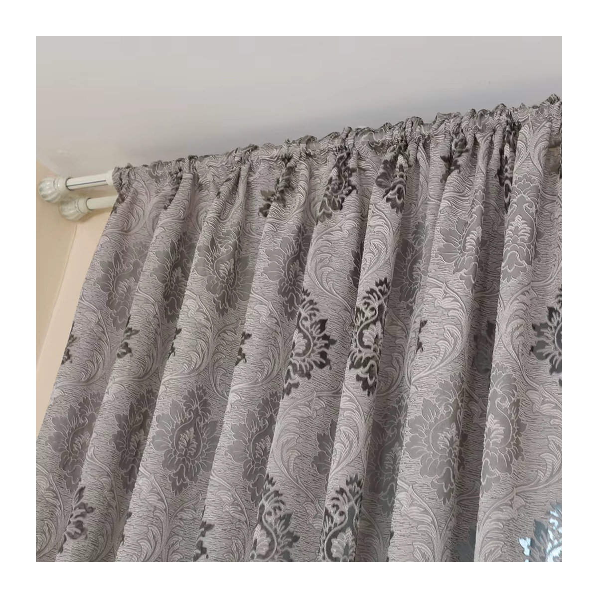 Grauer Jacquard-Vorhang zur Verdunkelung und Abschirmung für Schlafzimmer und Wohnzimmer - Bild 3
