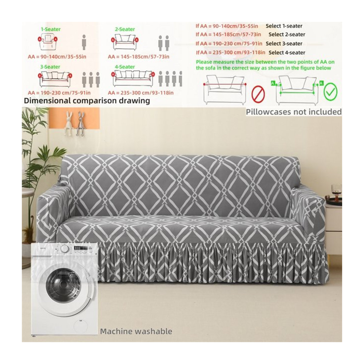 Grauer Sofabezug mit Rüschenrock für dein Wohnzimmer - Bild 1