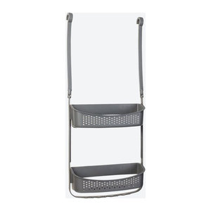 Graues Badregal aus Kunststoff als Dusch-Organizer mit flexiblen Haken, B/T/H: 32 x 10 x 72,5 cm