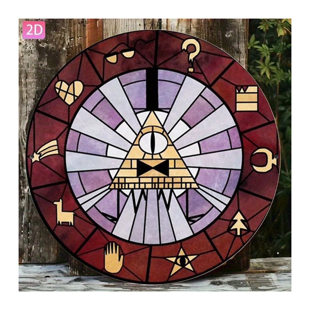 Gravity Falls Bill Cipher Retro-Wanddekoration aus Metall, mehrfarbiges Aluminiumschild im Vintage-Design für Wandmontage - Bild 1