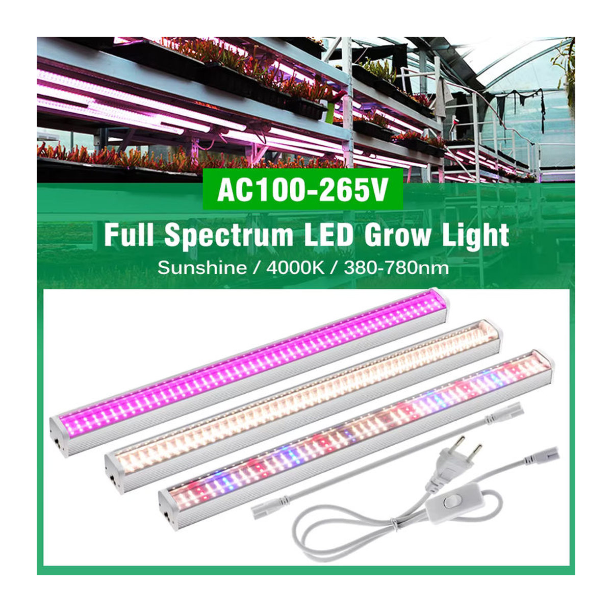 GRAXGROW Vollspektrum-LED-Wachstumsröhre in Neutralweiß für Gewächshäuser und hydroponische Pflanzen - Bild 2