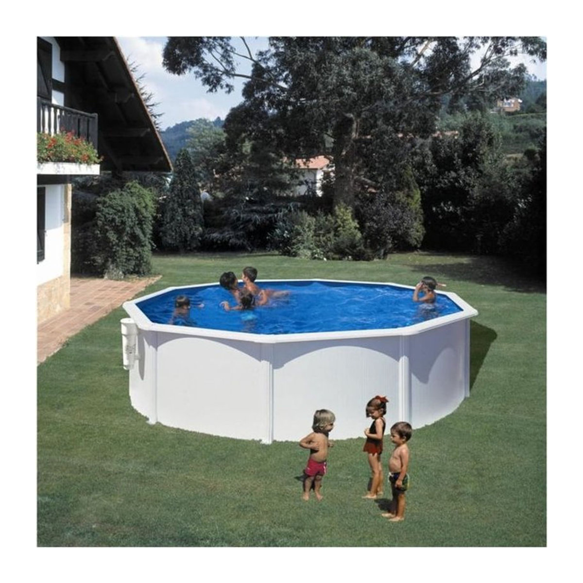 GRE Runder Stahlpool in Weiß, Durchmesser: 460 cm, Höhe: 120 cm - Bild 1