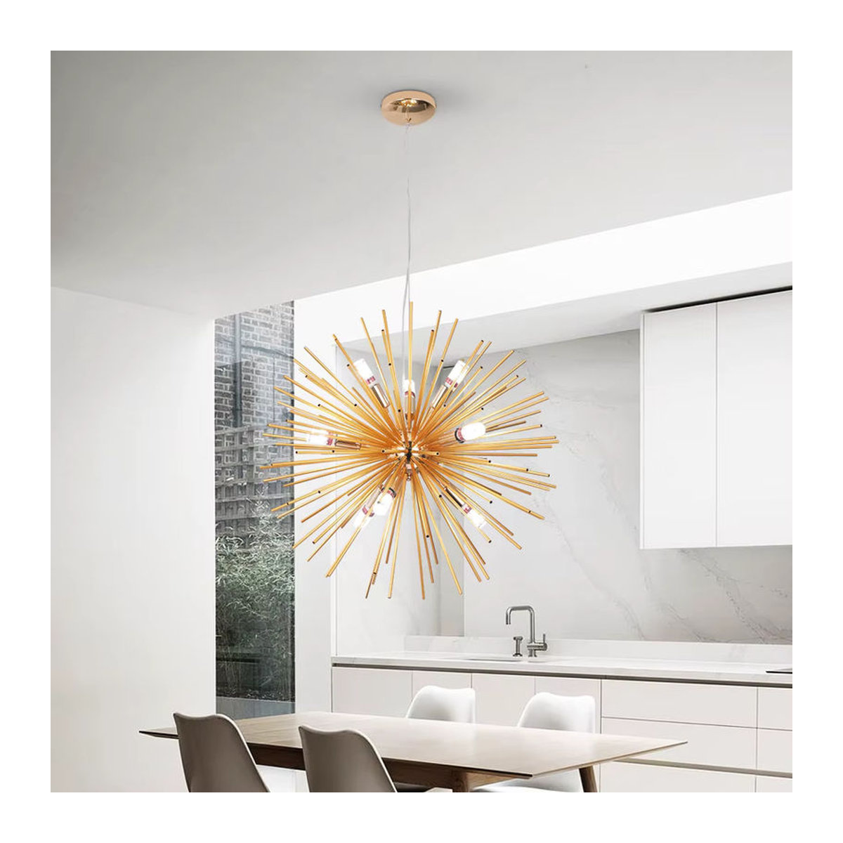 GreeLustr LED Feuerwerk Kronleuchter in Gold, moderner skandinavischer Pendelleuchte aus Metall für Esszimmer und Küche - Bild 2