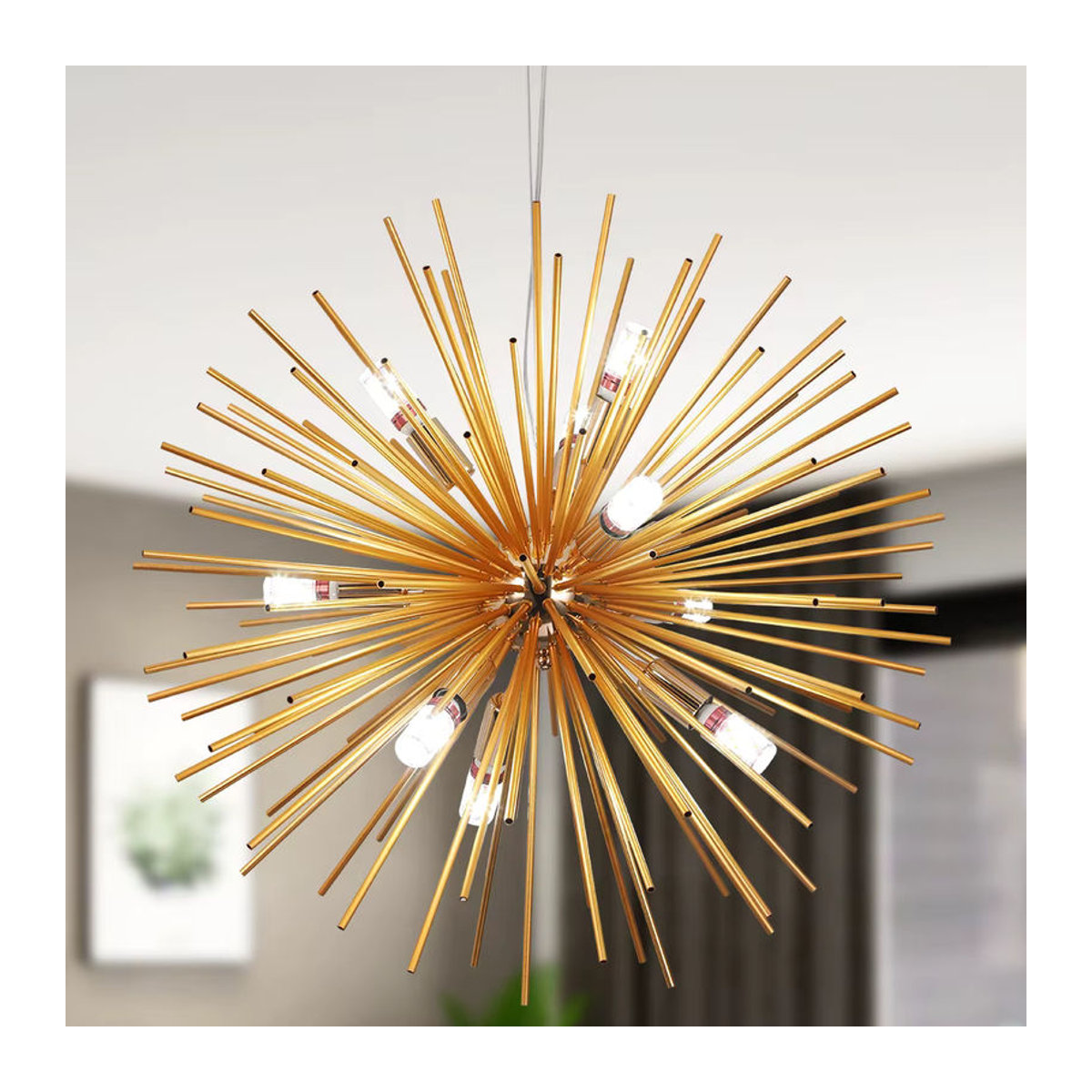 GreeLustr LED Feuerwerk Kronleuchter in Gold, moderner skandinavischer Pendelleuchte aus Metall für Esszimmer und Küche - Bild 4