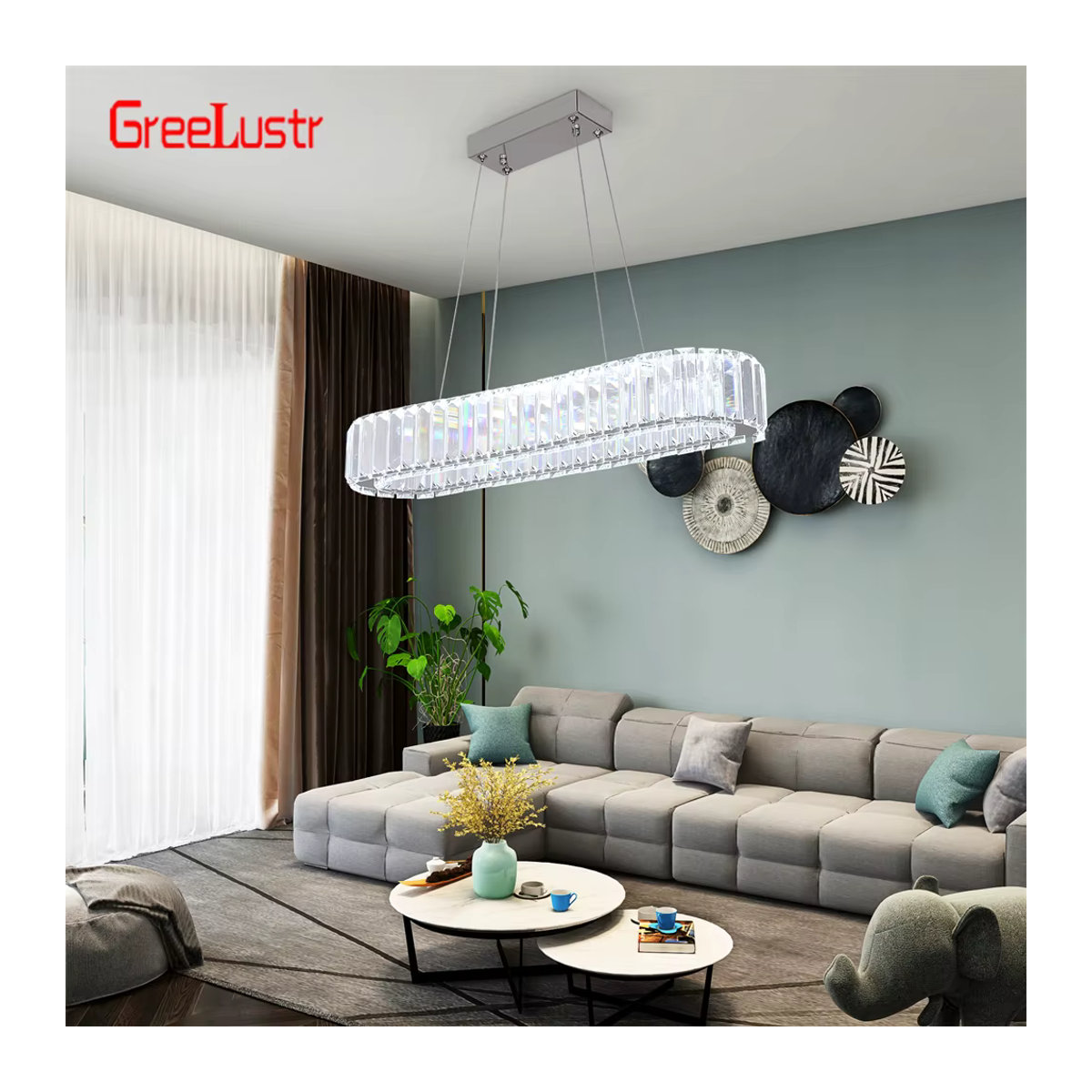 GreeLustr LED Kronleuchter in Chrom mit modernem Kristall-Oval-Design als Deckenhängelampe für dein Wohnzimmer - Bild 4