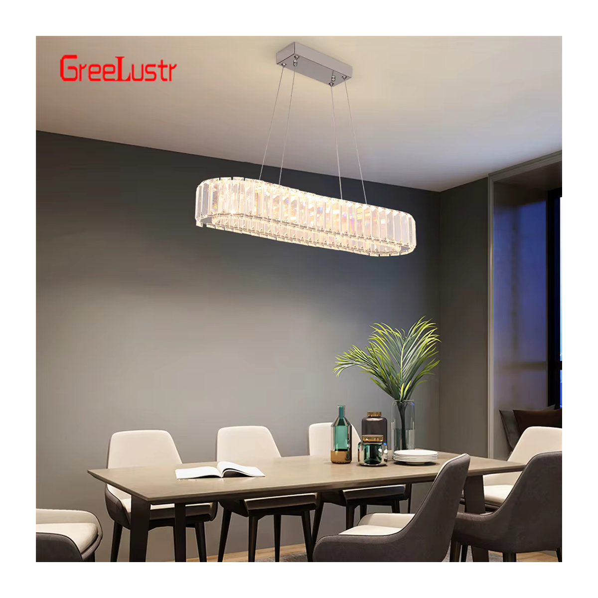 GreeLustr LED Kronleuchter in Chrom mit modernem Kristall-Oval-Design als Deckenhängelampe für dein Wohnzimmer - Bild 5