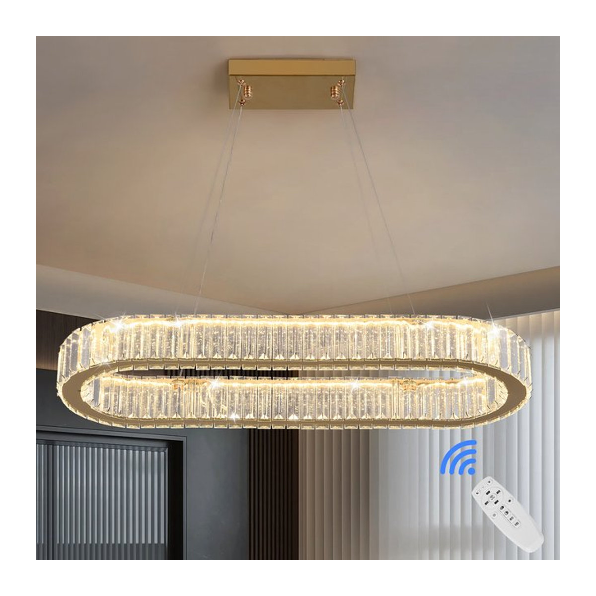 GreeLustr Moderne LED Kristall Kronleuchter in Silber mit Glas-Elementen - Bild 1