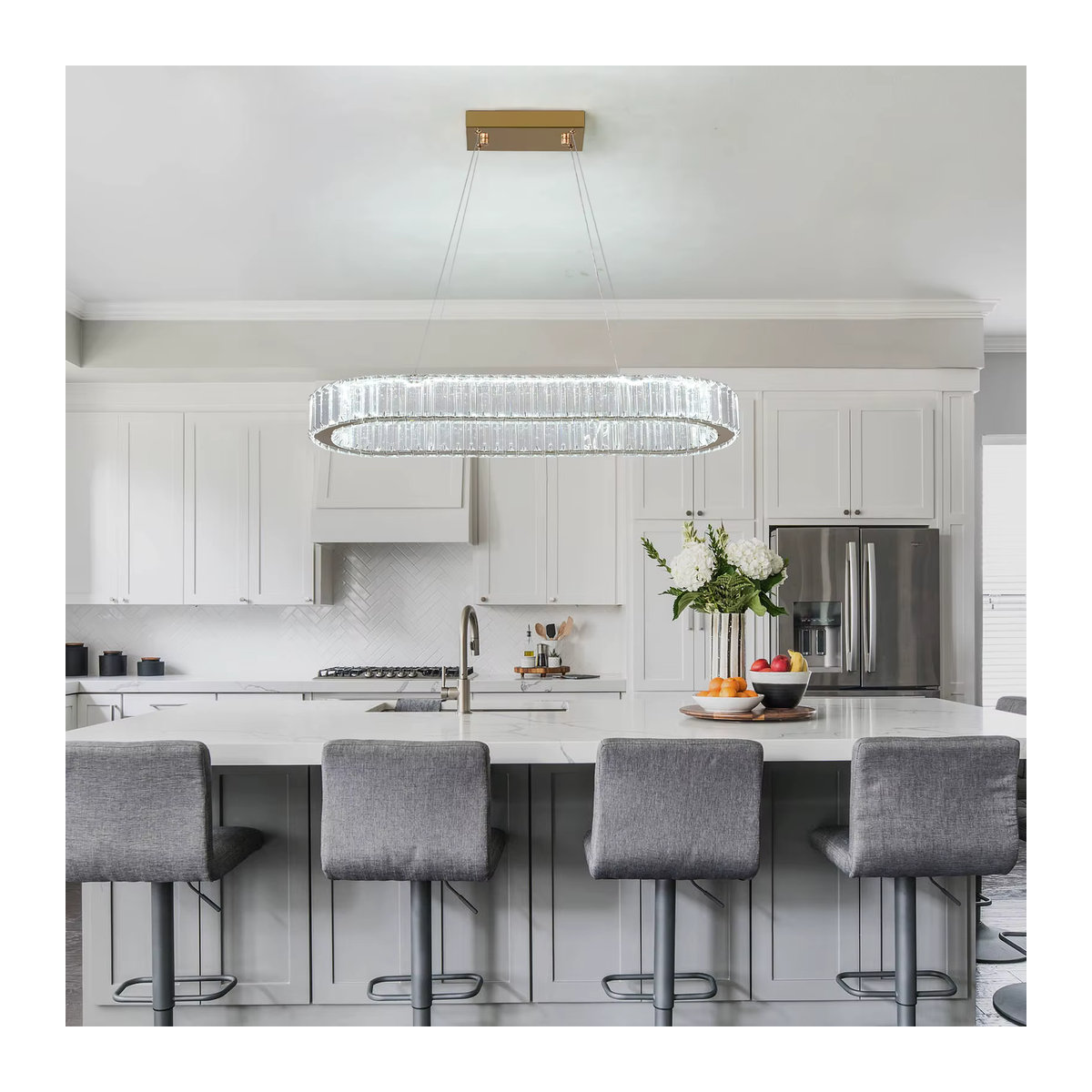 GreeLustr Moderne LED Kristall Kronleuchter in Silber mit Glas-Elementen - Bild 2