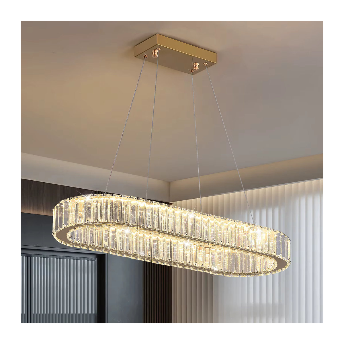 GreeLustr Moderne LED Kristall Kronleuchter in Silber mit Glas-Elementen - Bild 5