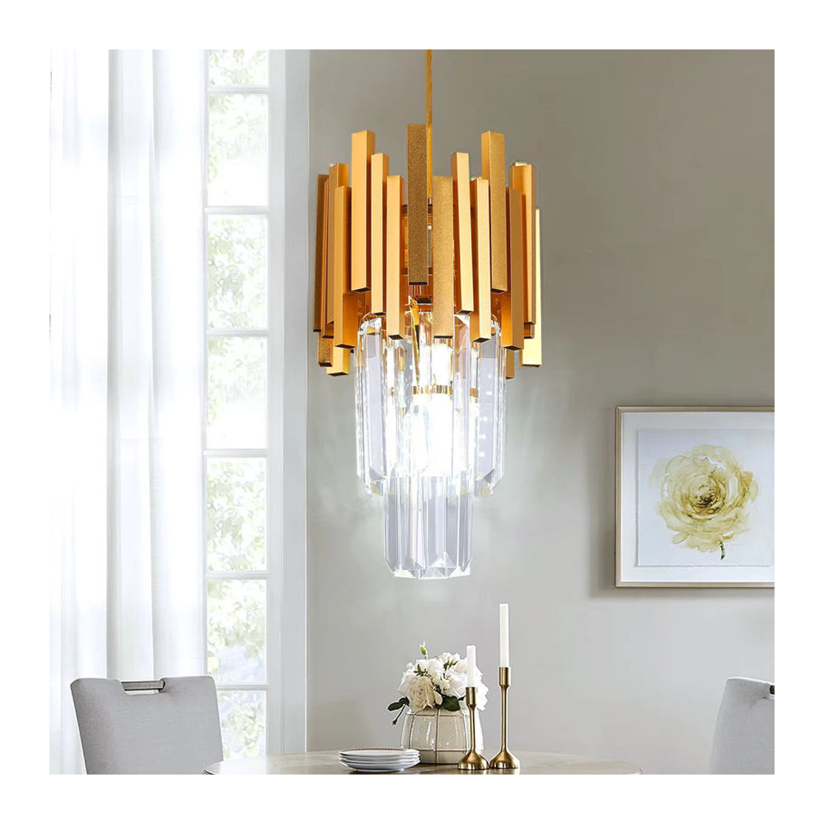 GreeLustr Moderner LED Kronleuchter im Skandinavischen Design aus Glas für Küche und Wohnzimmer - Bild 3